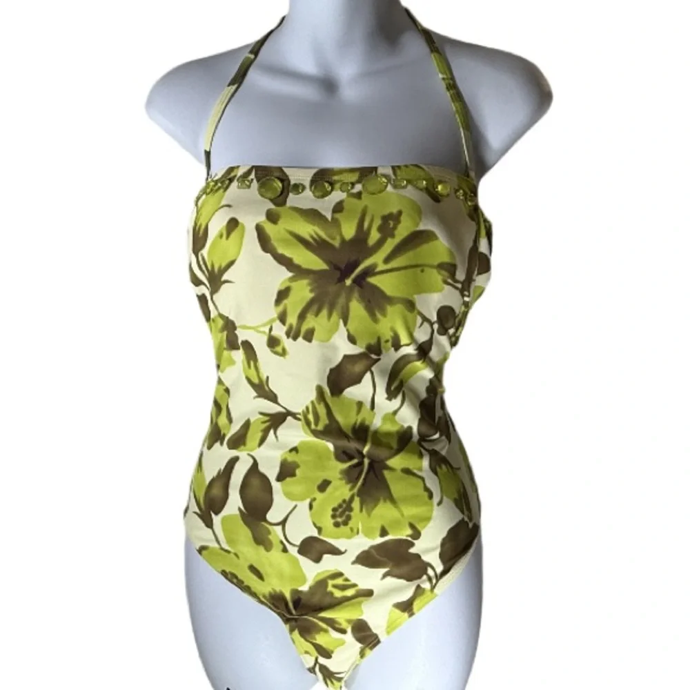 NWT NEWPORT NEWS | Tropical Floral Halter One Piece Swimsuit Swimwear Beach 14